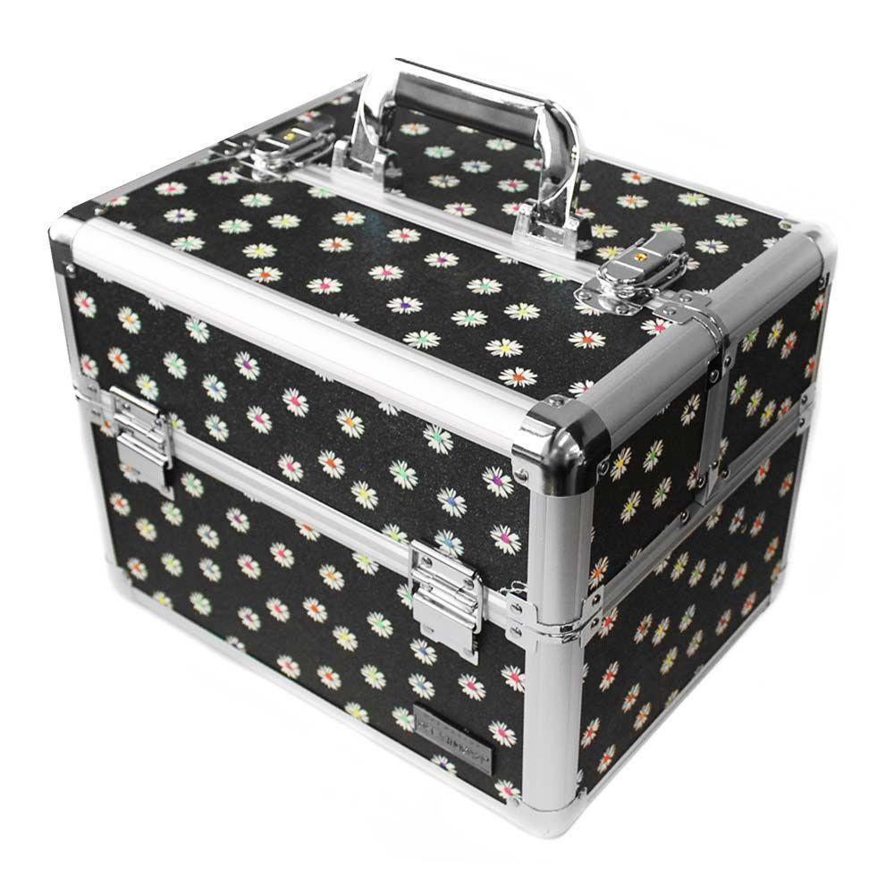 Maleta manicure o maquillaje Negro/Flores 22x32x26-0