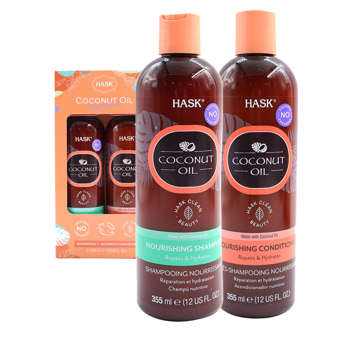 Shampoo y acondicionador Hask nutrición e hidratación coco-0