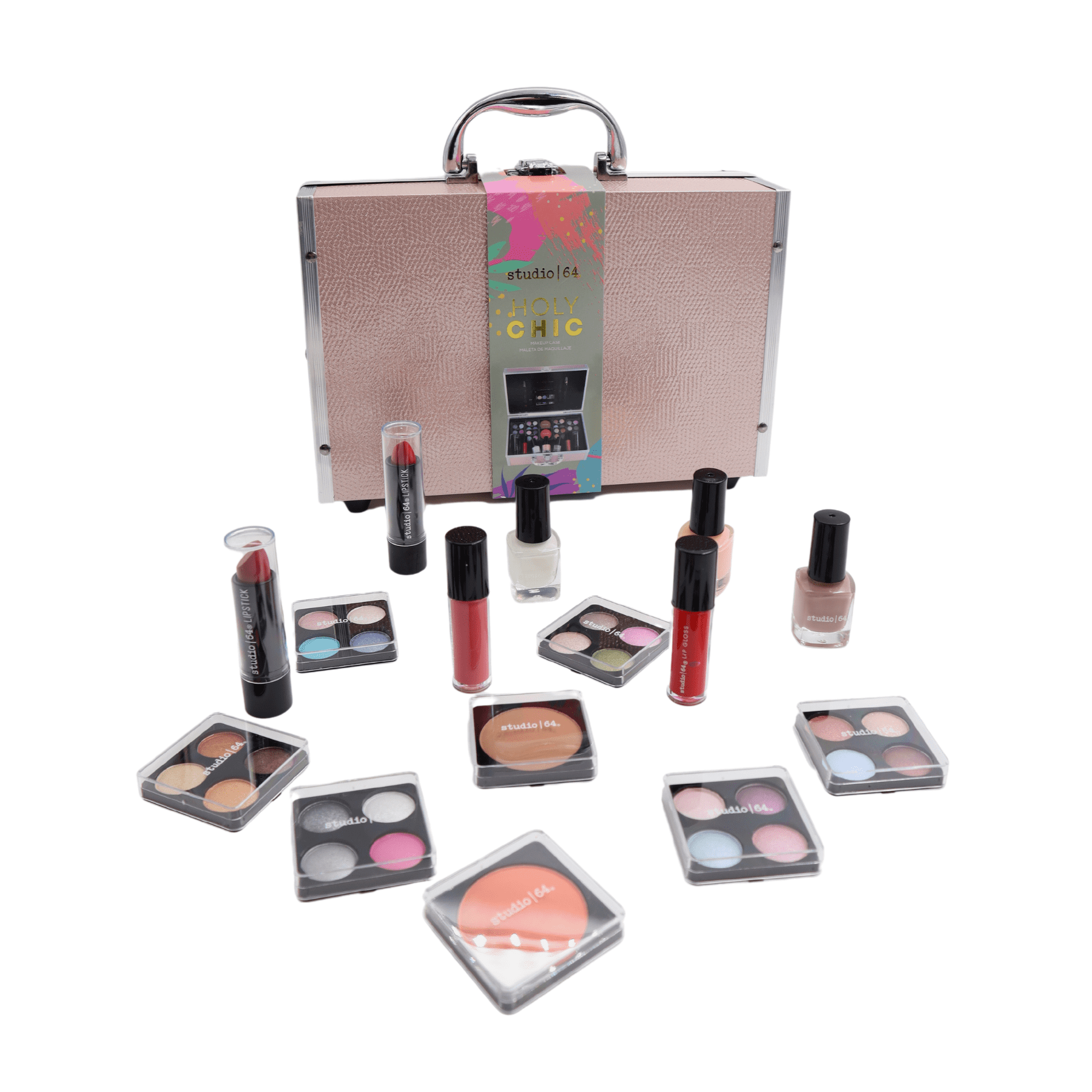  Maleta maquillaje sombras esmalte rubor labial lip brocha-2