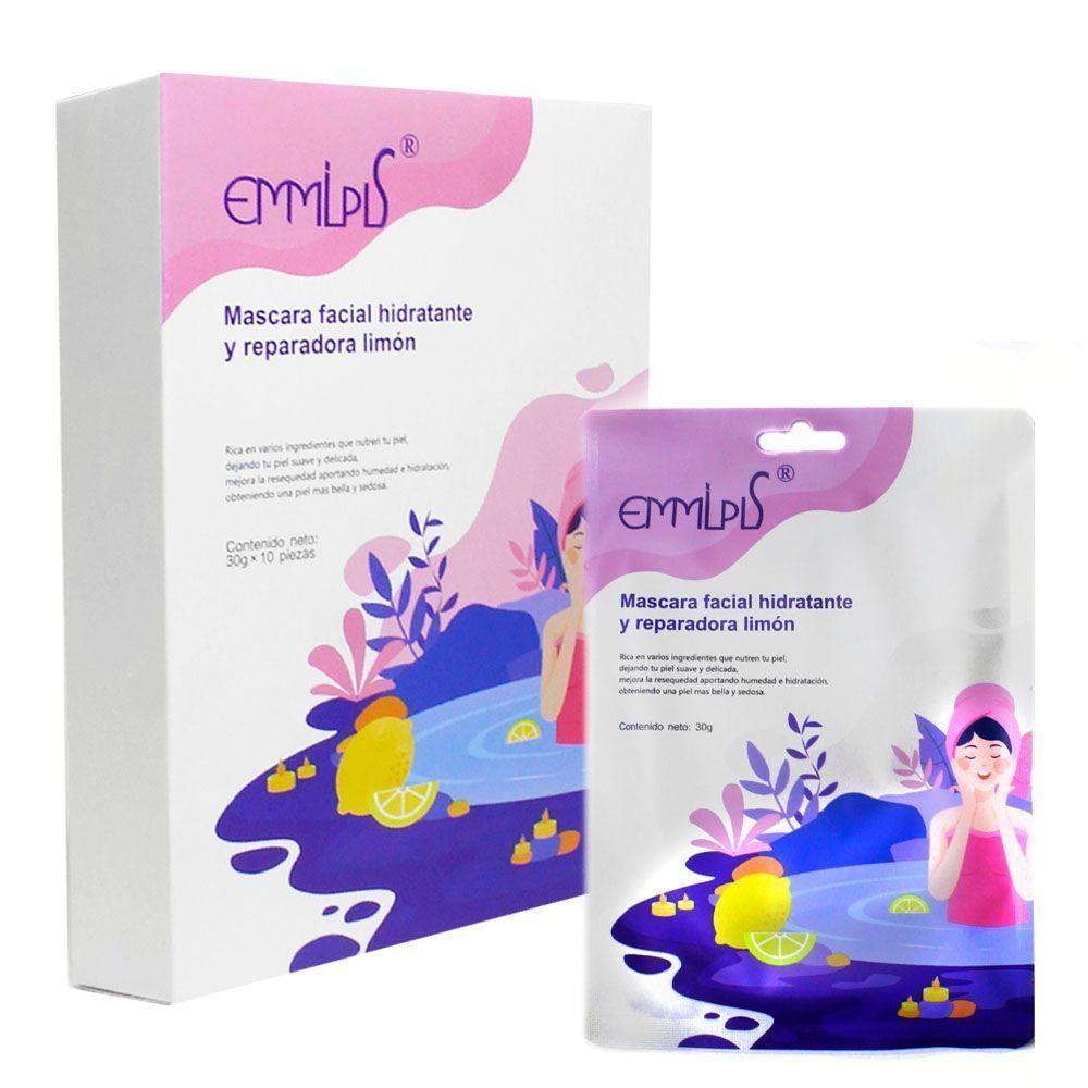 Caja 10 máscaras faciales hidratantes nutritivas limón Cvl-1