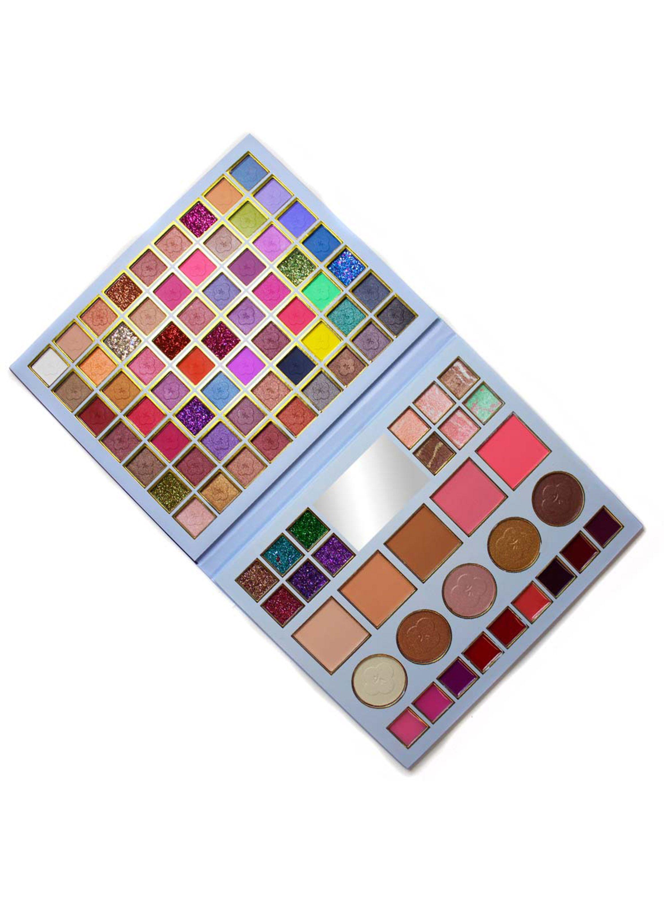 Paleta maquillaje grande sombras labial 18 brochas-1
