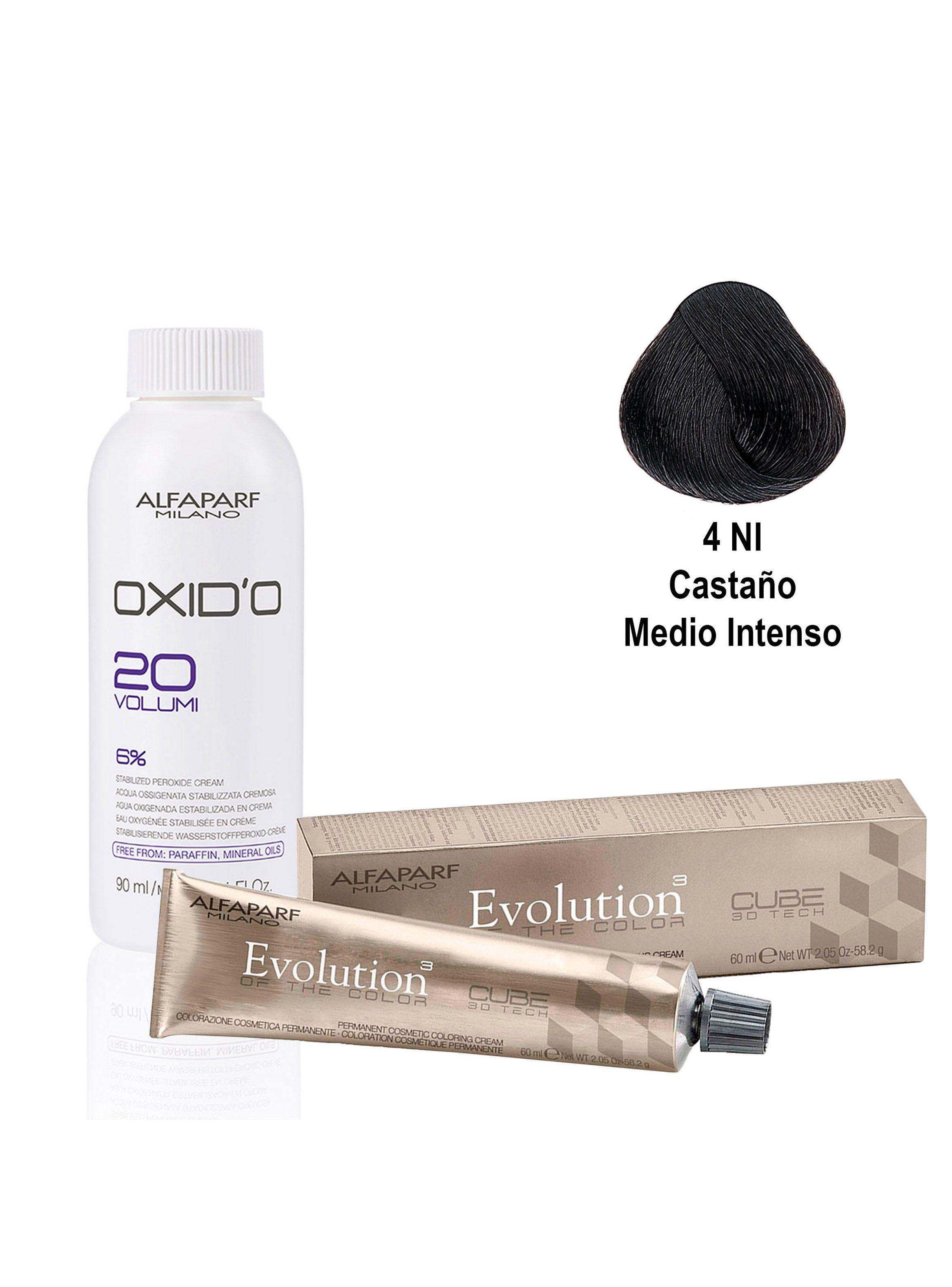 Tintura Profesional Alfaparf Evolution 4NI + Oxidante Vol.20-1