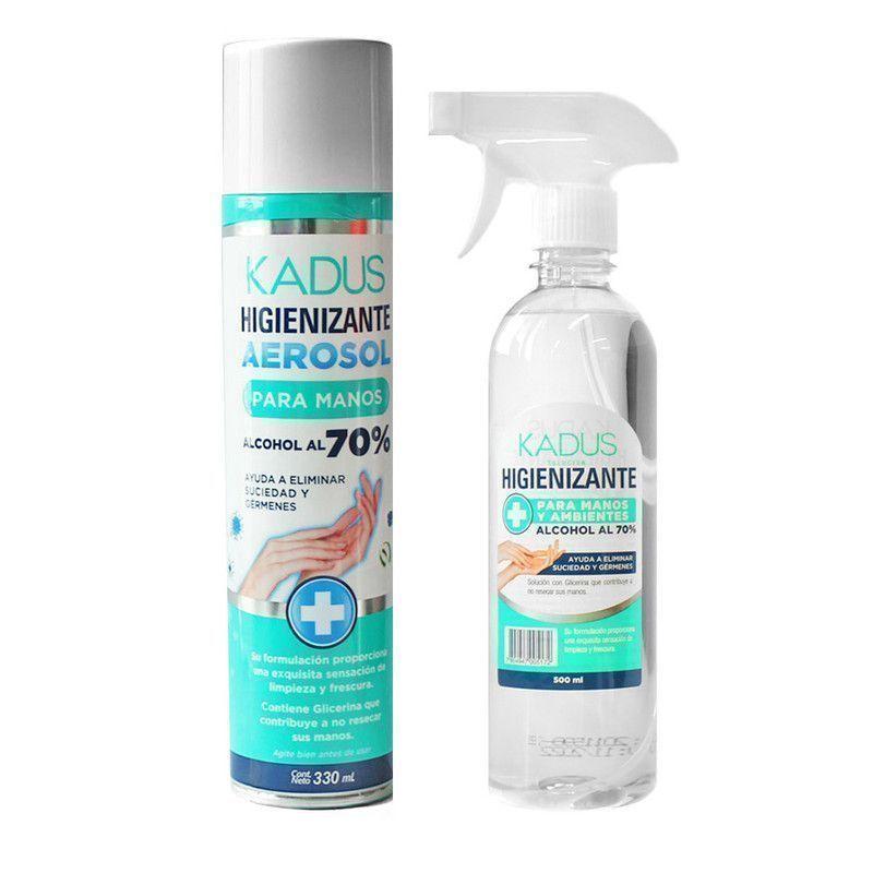 Kit Higienizante Aerosol + Alcohol 70% Kadus-0