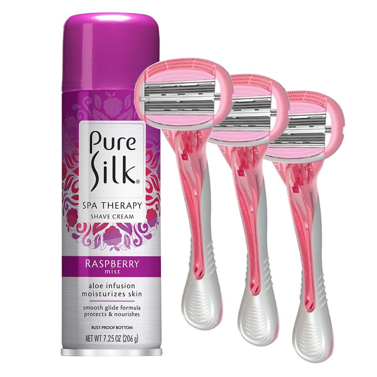 Máquina Afeitar Rasuradora 3 Hojas + Espuma Hidratante Silk-0