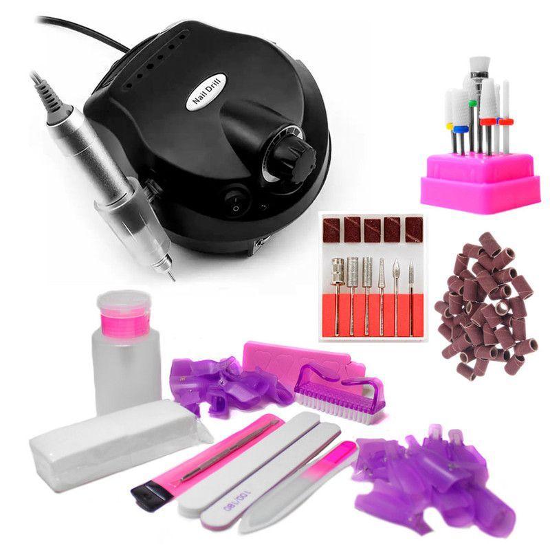 Set removedor de uñas acrílicas torno circular 30000 rpm fresas-0