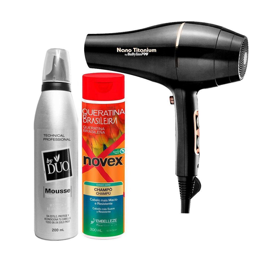 Secador Babyliss + protector térmico mousse shampoo sin sal-0