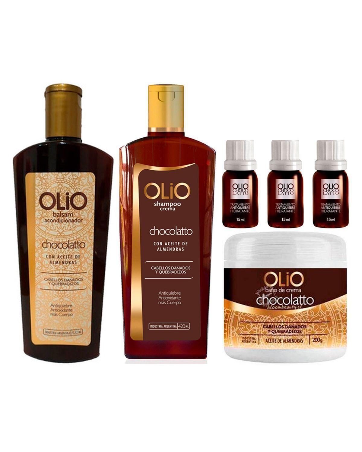 Shampoo + acondicionador + crema + ampolla chocolate aceite almendra Olio-0