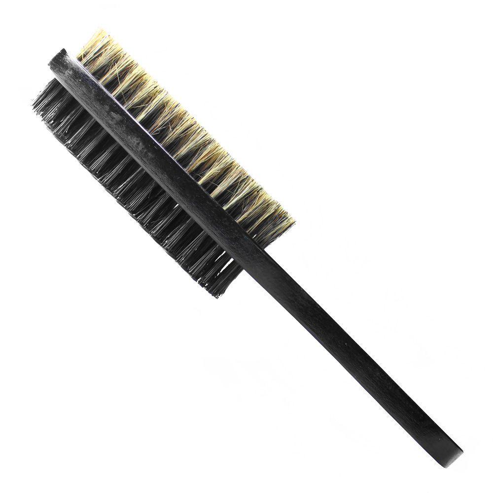 Cepillo barbería doble pelo y barba mango madera 1 pieza-1