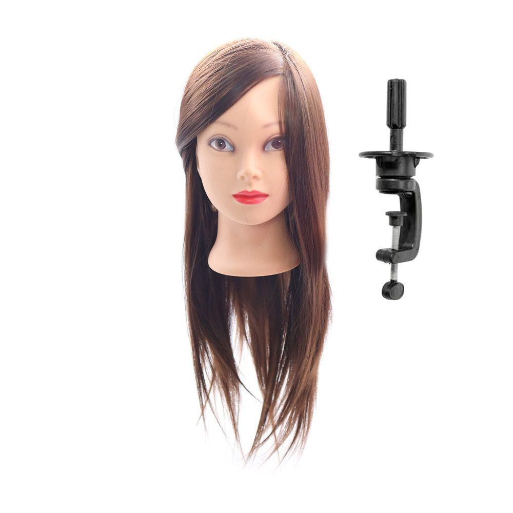 Cabeza Técnica sintética peluquería + soporte de mesa-1