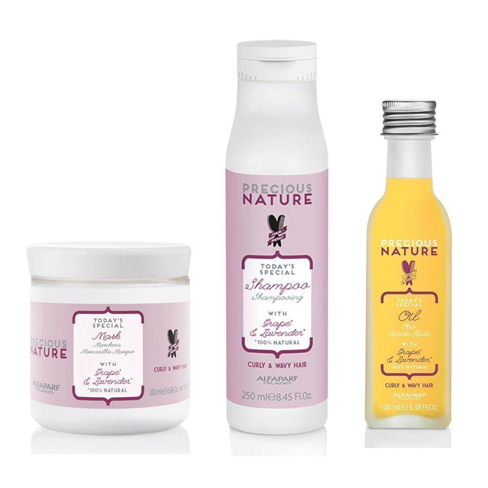 Shampoo Rulos + Máscara + Aceite Precious Nature Alfaparf-0