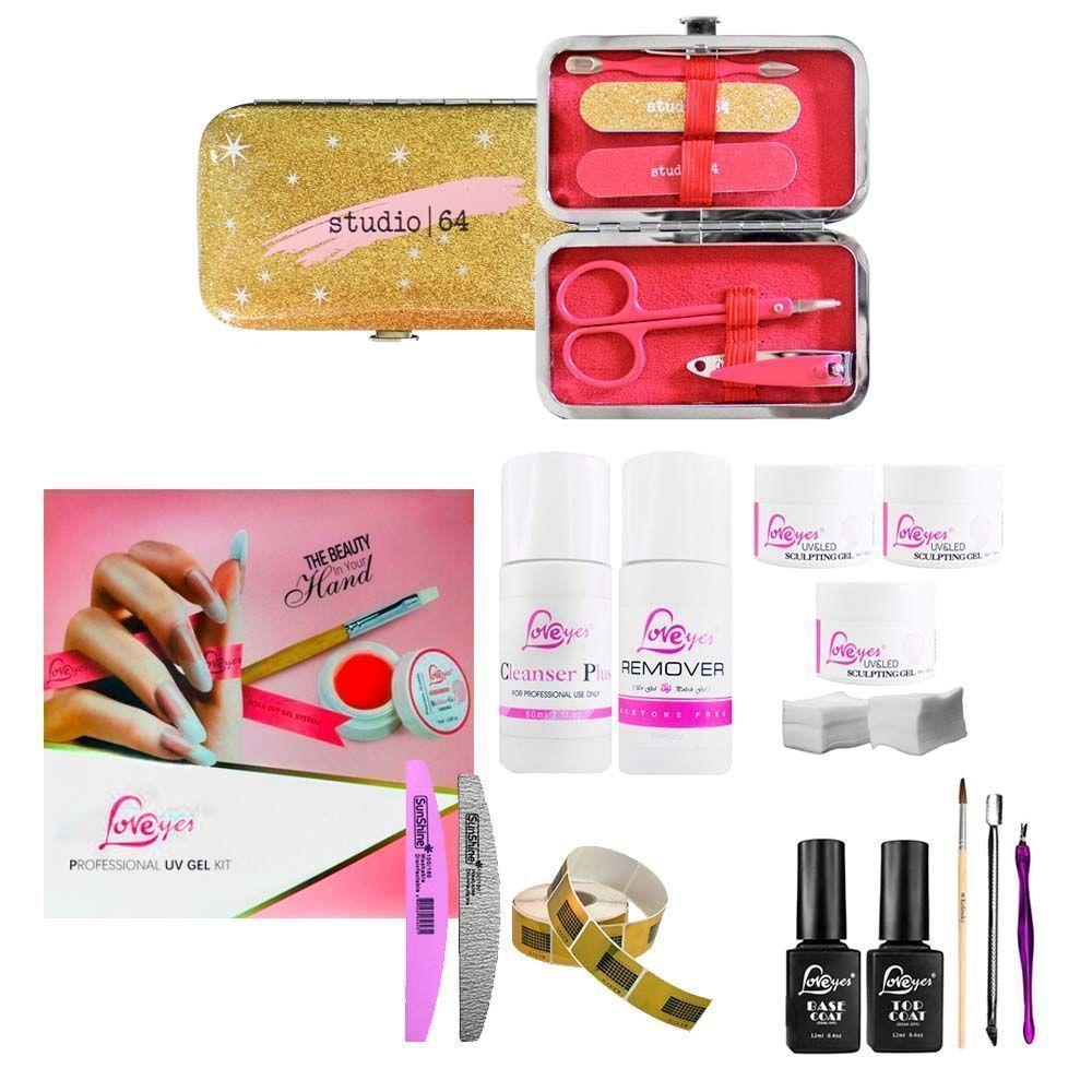 Kit profesional gel UV Loveyes + set manicure uñas Cvl-0