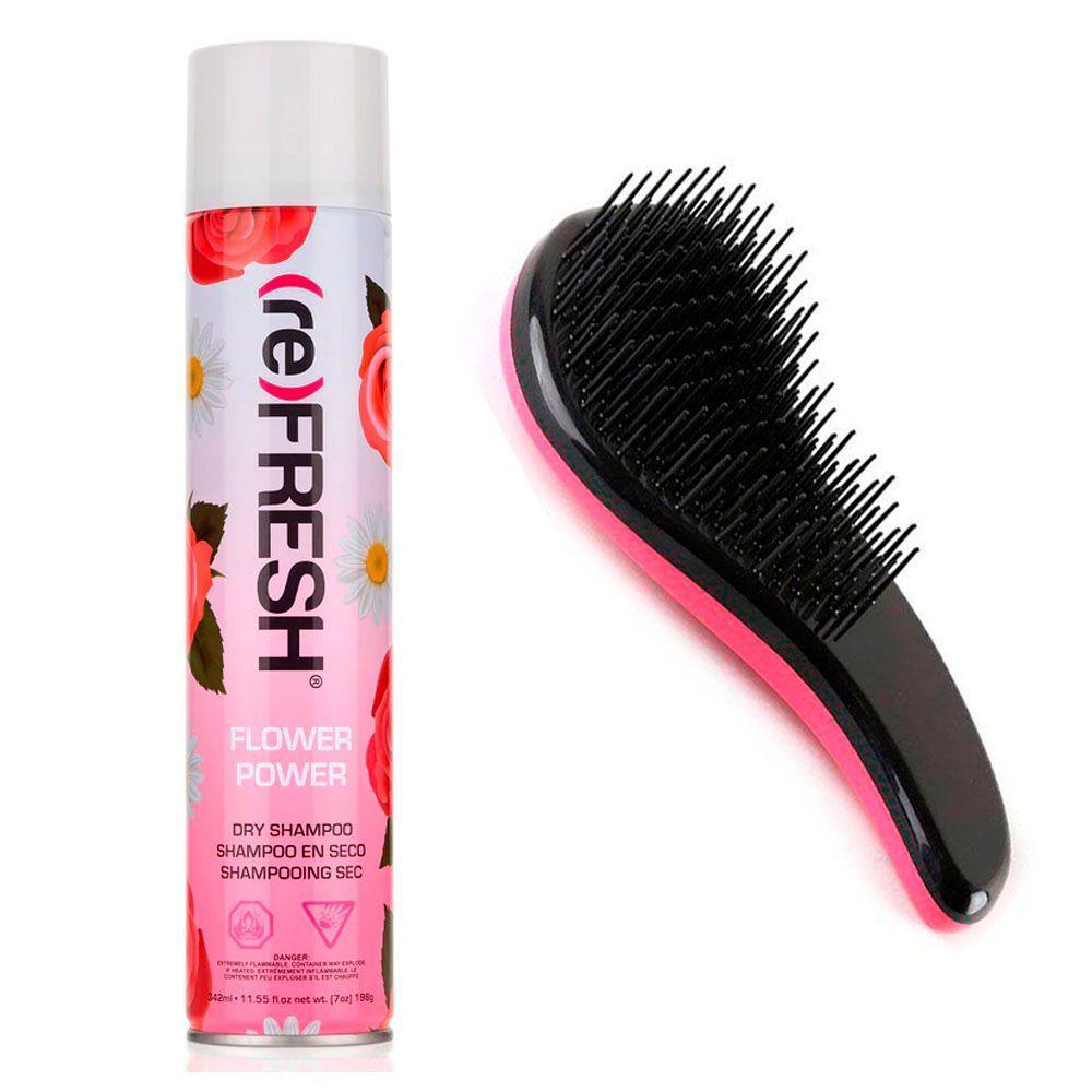Kit shampoo seco flower power Refresh + cepillo desenredante-0