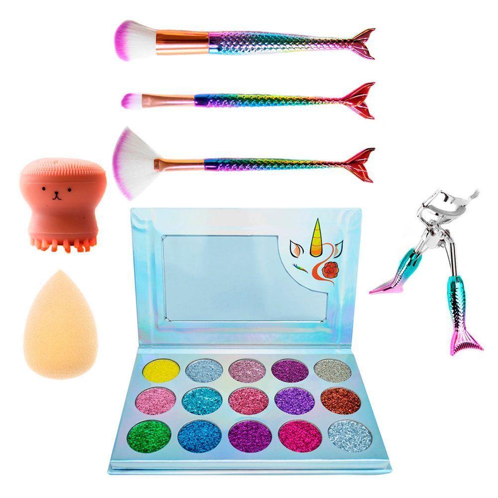 Kit brochas + esponja encrespador y sombras glither CVL-0