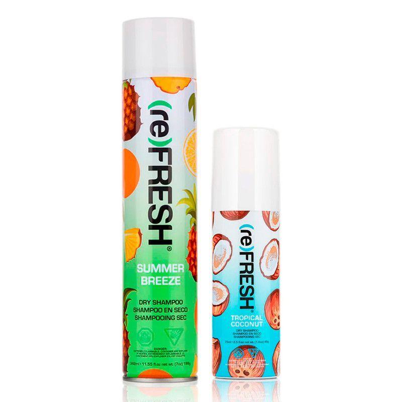 Kit Shampoo seco Refresh sin enjuague 342ml  Brisa de verano + 75ml coco -0