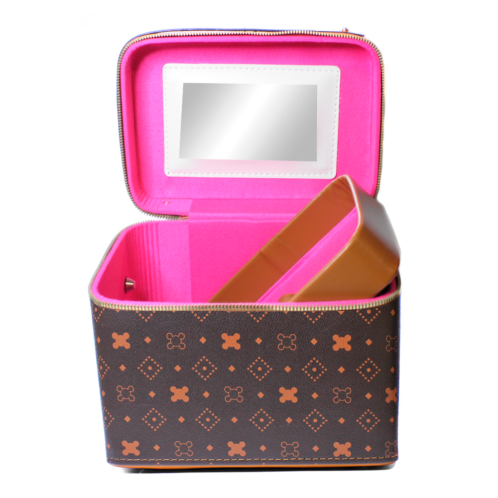Kit maletín ecocuero maquillaje brochas paleta contorno CVL-1