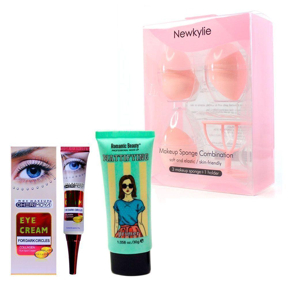 Kit esponjas maquillaje facial crema ojos + primer corrector-0