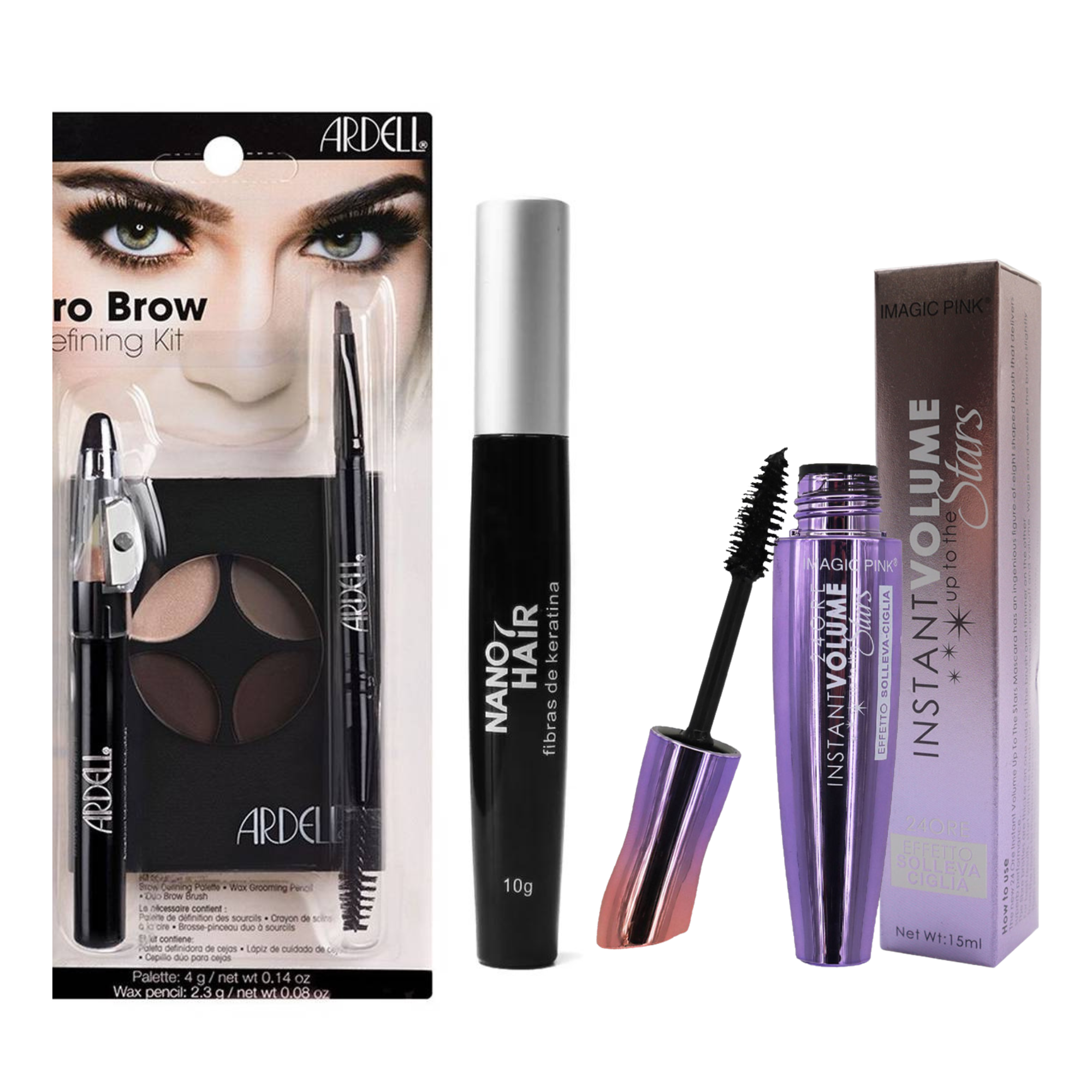 Máscara pestaña waterproof fibras volumen + maquillaje cejas-0