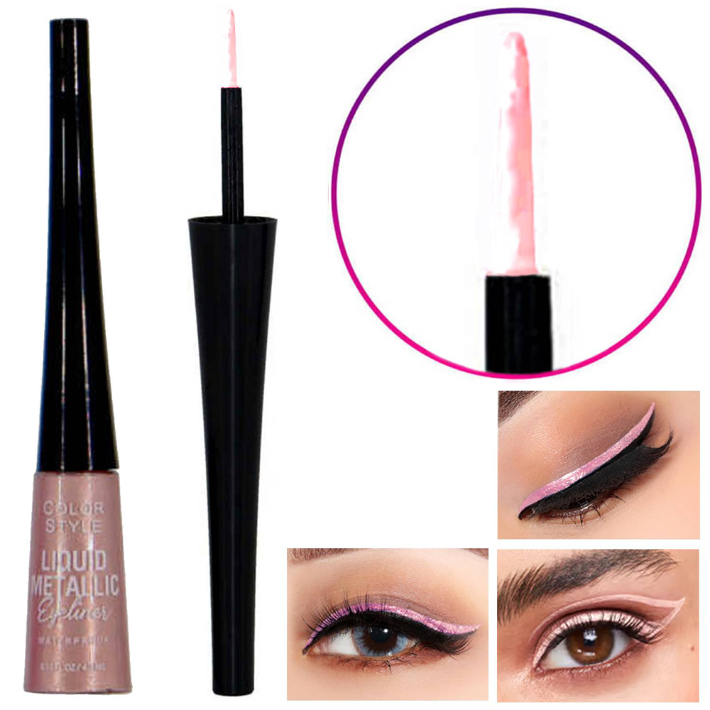Delineador de Ojos metalizado watherproof Color Style Rosado-1