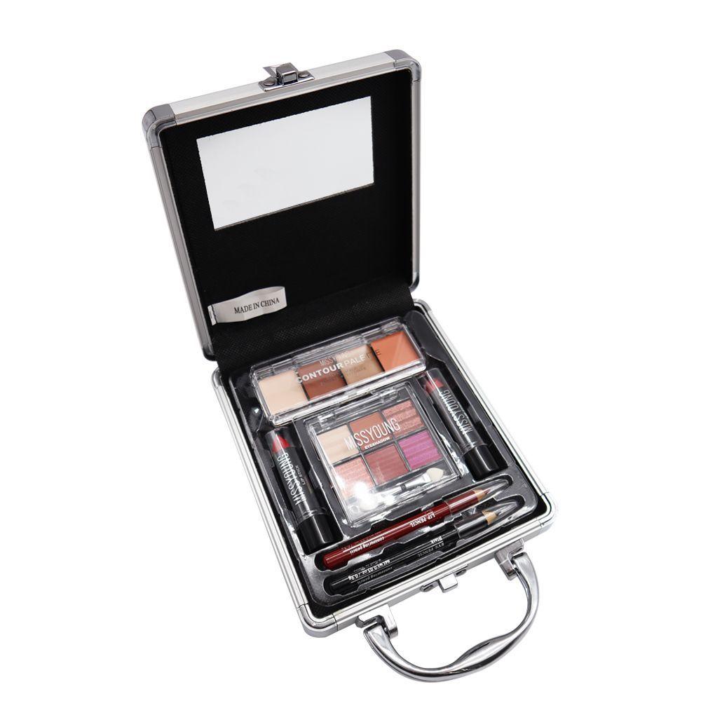 Maleta de maquillaje sombras labial y contorno con espejo-1