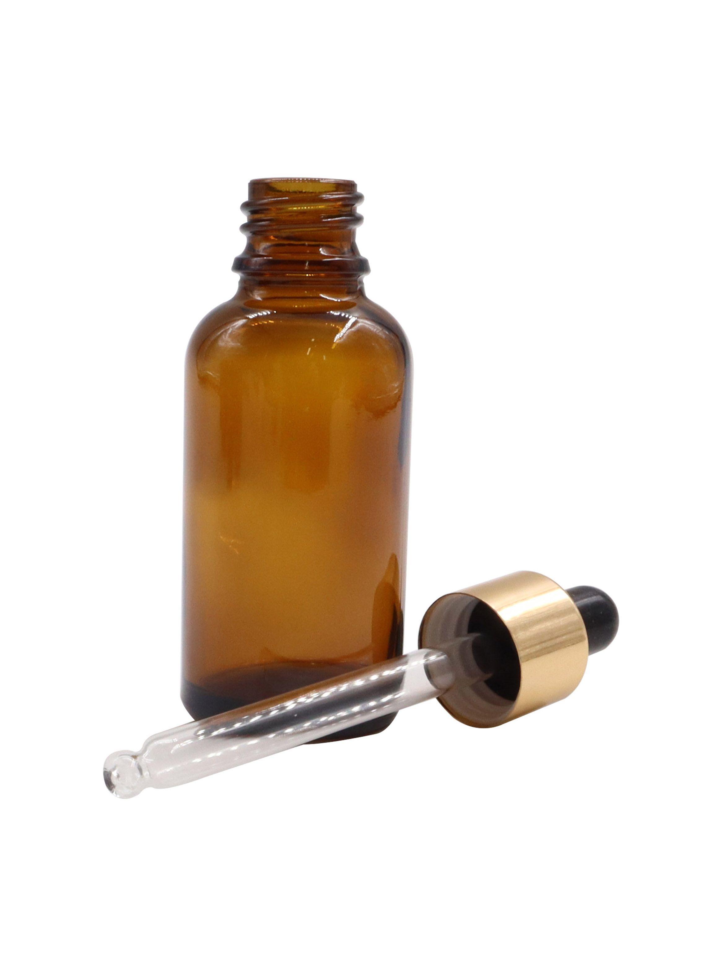 Frasco gotero de vidrio 30ml ámbar transparente tapa negra-1