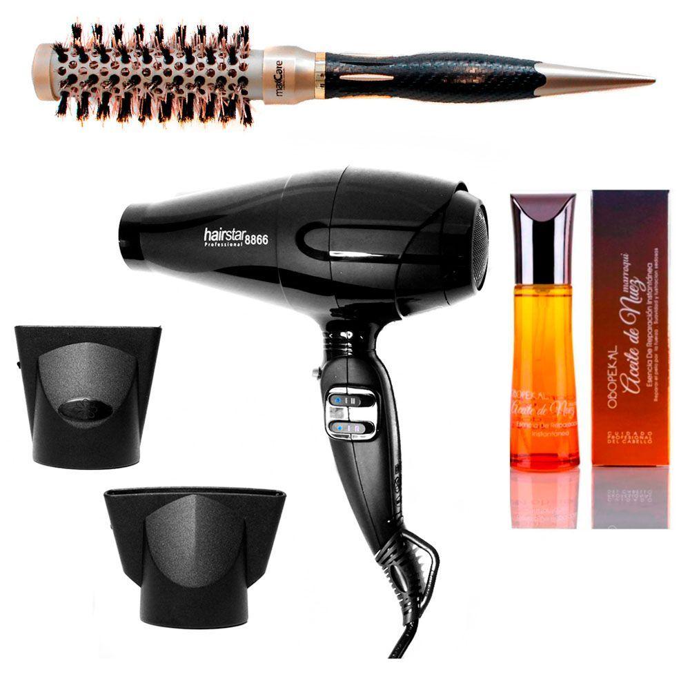 Secador de pelo + cepillo brushing y aceite reparación CVL-0