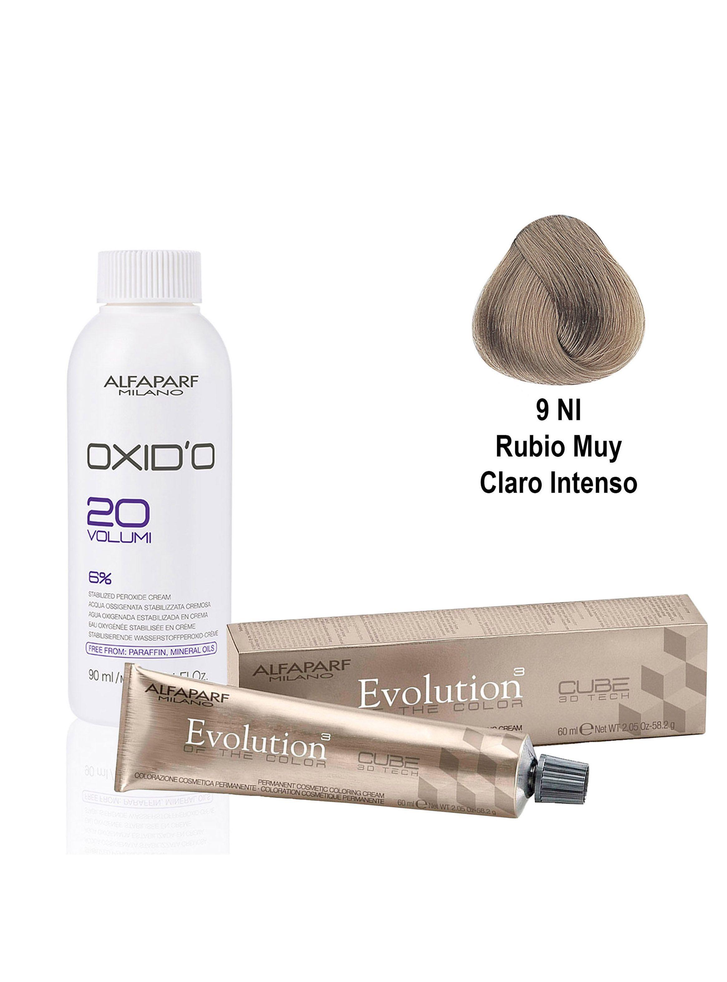 Tintura Profesional Alfaparf Evolution 9NI + Oxidante Vol.20-1