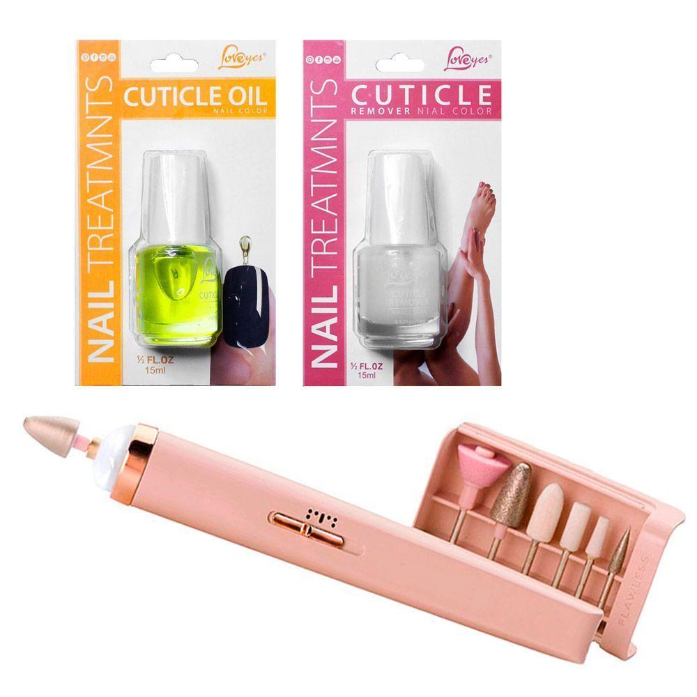 Torno inalámbrico USB y fresas + removedor aceite cutículas-0