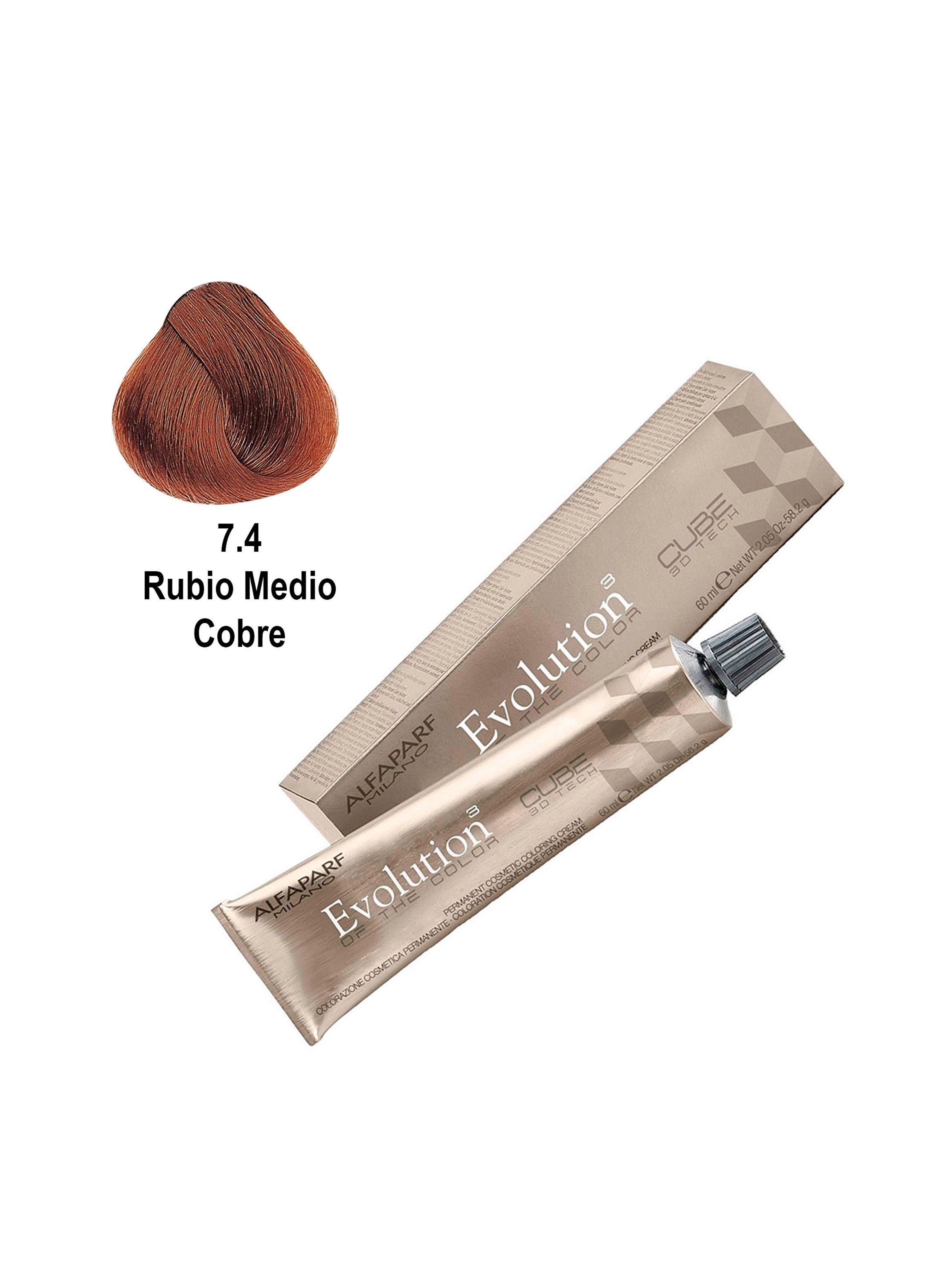 Alfaparf Evolution Coloración Permanente Profesional 7.4 Rubio Medio Cobre-1