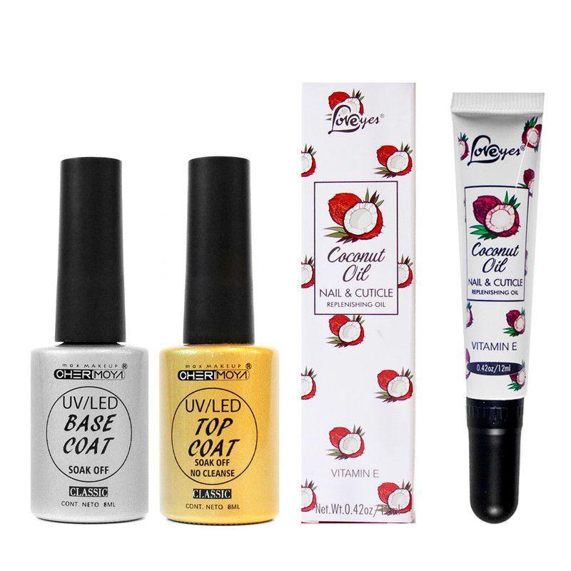 Kit Base Coat + Top Coat + Aceite de cutículas Coco-0