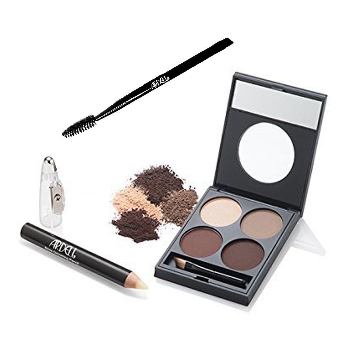 Kit maquillaje para cejas café sombras cepillo brocha Ardell-0
