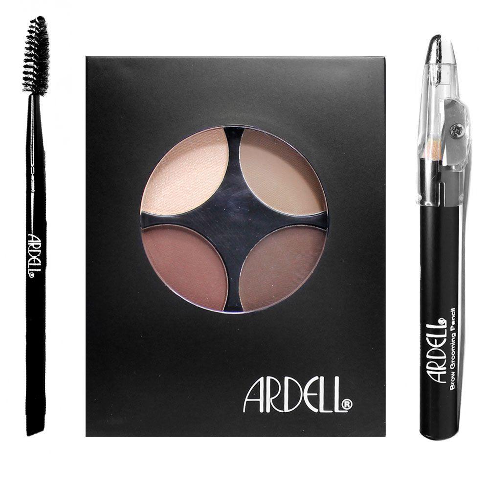 Kit maquillaje para cejas café sombras cepillo brocha Ardell-2