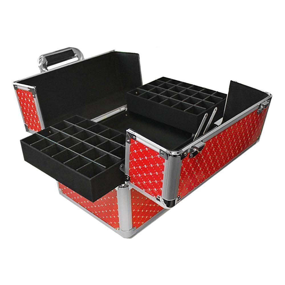 Maleta manicure o maquillaje Rojo/Brillo 22x32x26-3