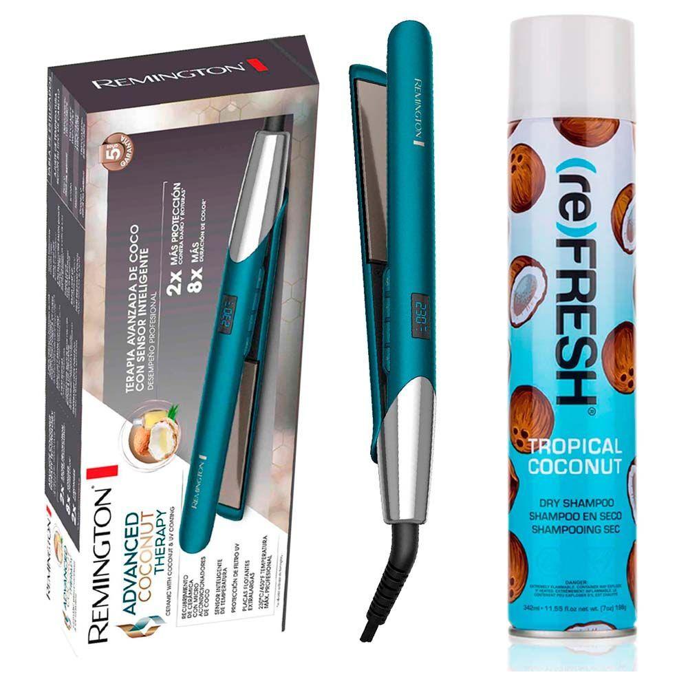 Plancha remington digital coconut + shampoo en seco CVL-0