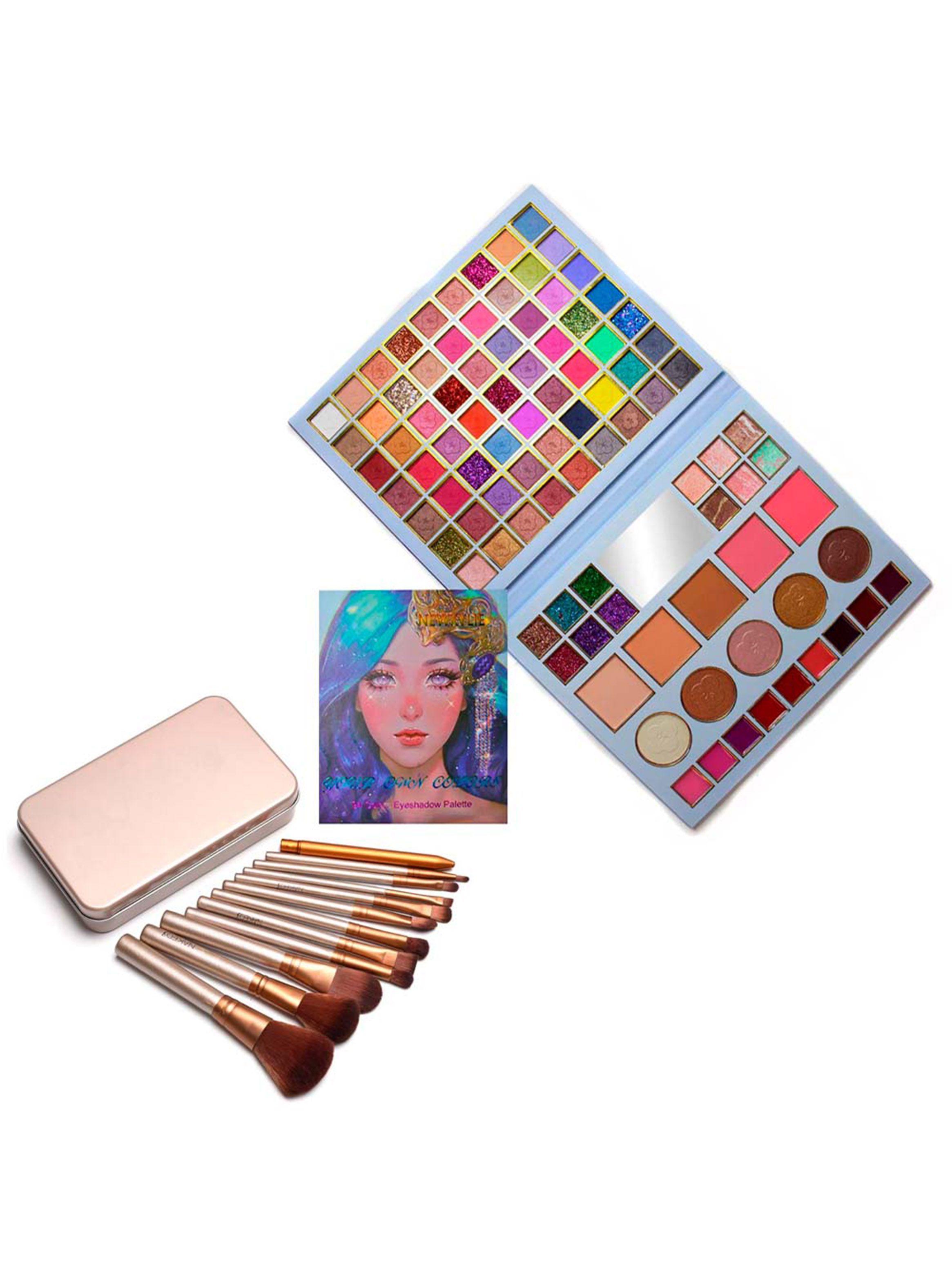 Paleta Maquillaje Sombras Labiales Rubor + Brochas-0