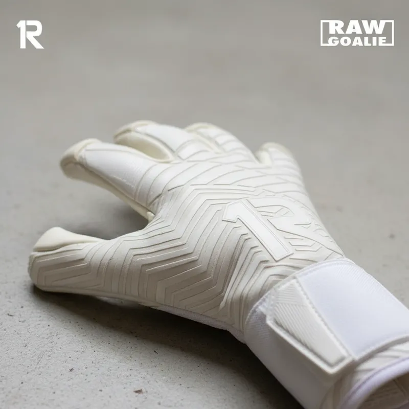 Guantes Arquero Profesional Latex Contact 4MM Aleman Blanco Raw Goalie-1