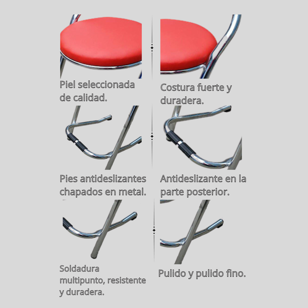Silla Pack 4 Unidades Asiento Piso Metálico Tabure-4