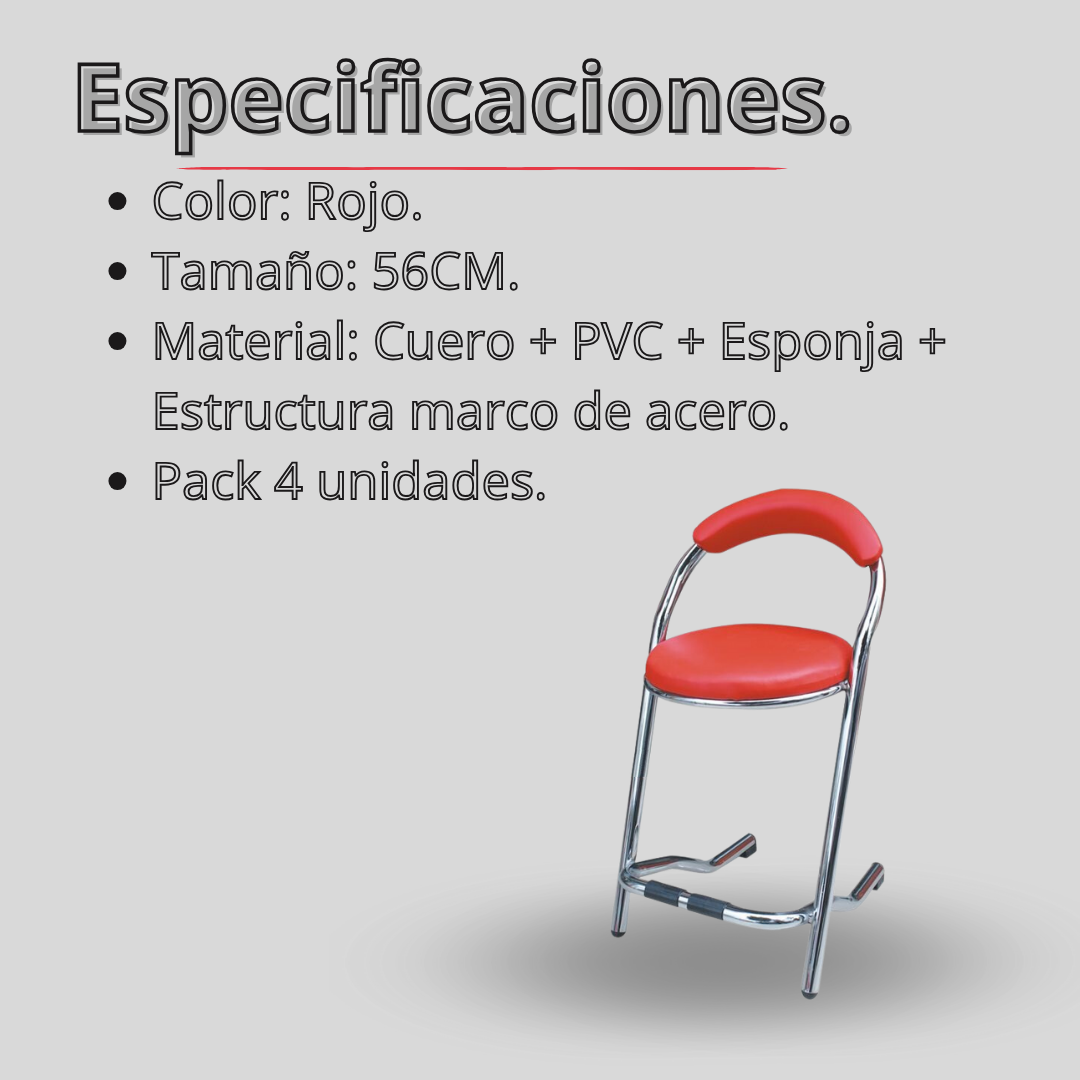 Silla Pack 4 Unidades Asiento Piso Metálico Tabure-3