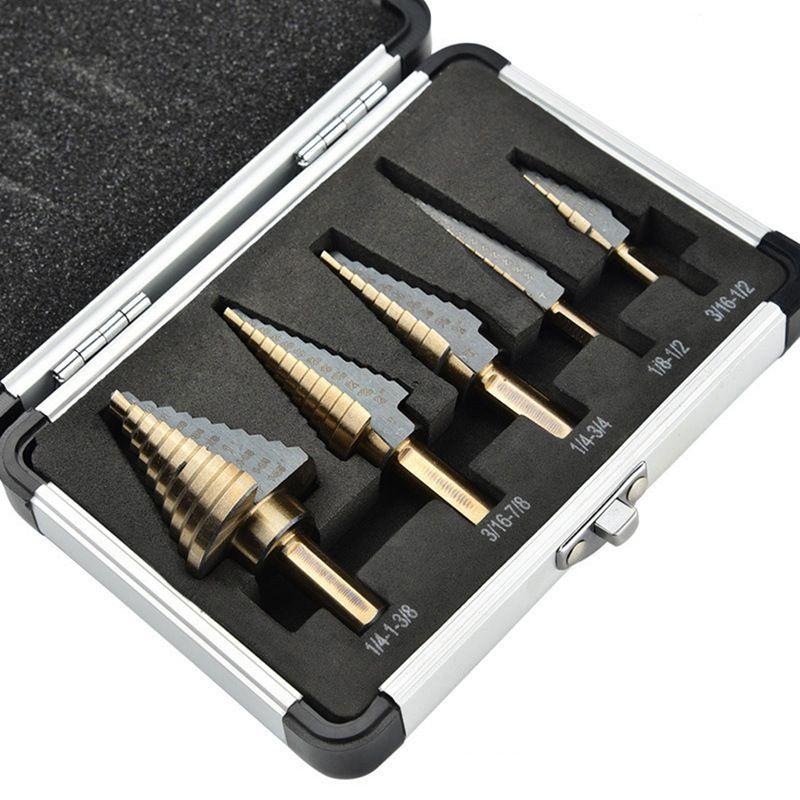 Juego de 5 Brocas Escalonadas Metal para Taladro con Caja-5