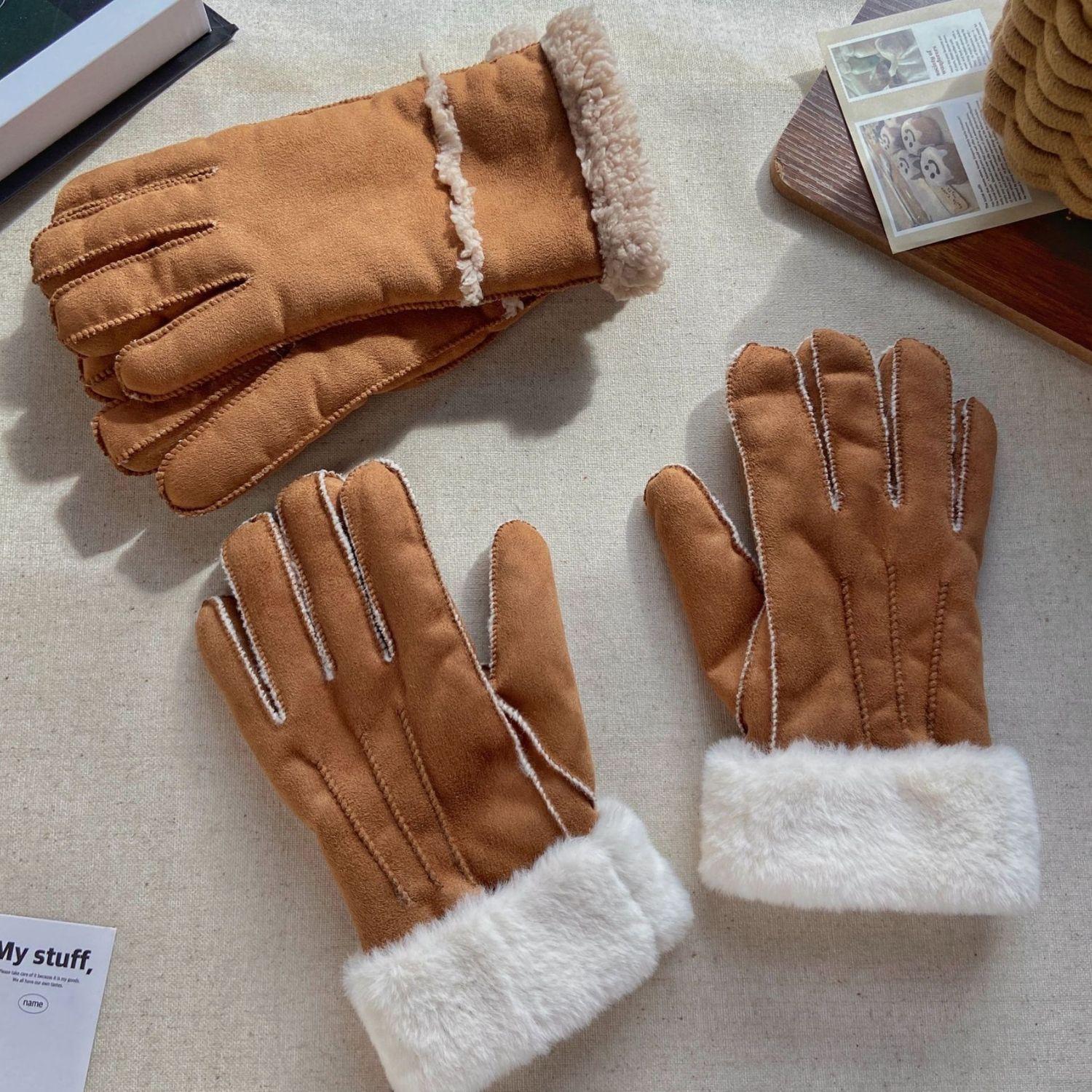 Guantes De Lana Invierno Para Mujer Cálidos Resistentes-2