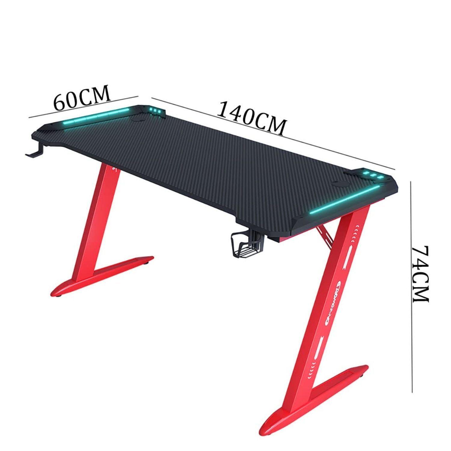 Escritorio Gamer Profesional 140x60x74cm Mesa Con Luces RGB-1