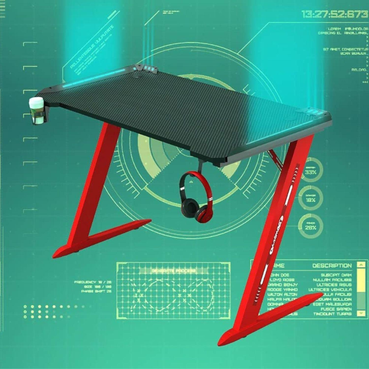 Escritorio Gamer Profesional 140x60x74cm Mesa Con Luces RGB-3