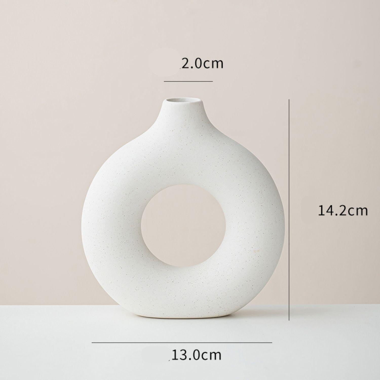 Juego de Jarrones de Cerámica Blanca de Tres Piezas -3