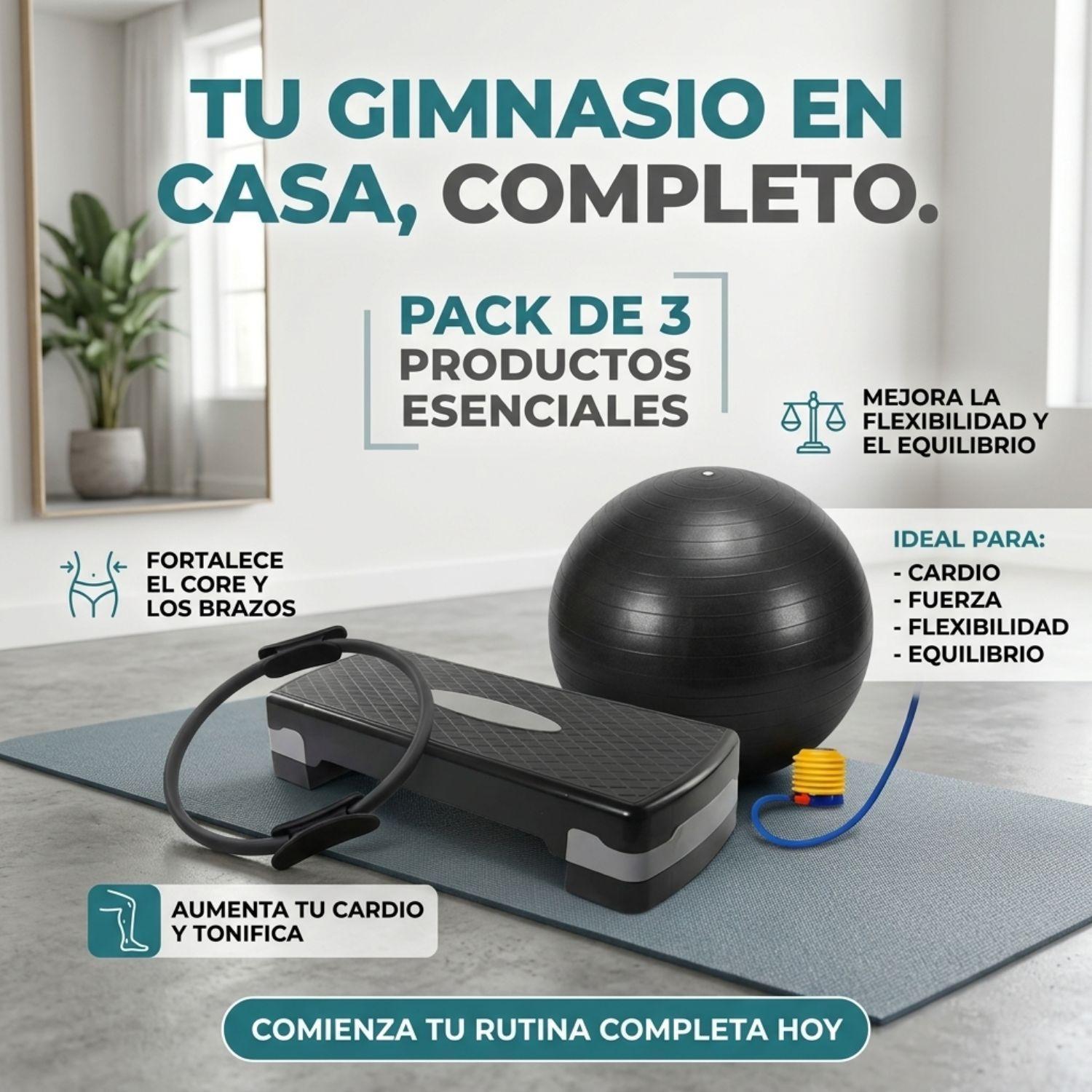 Pack Fitness 3en1 Step 2 Niveles, Anillo Y Pelota Yoga 75cm-2