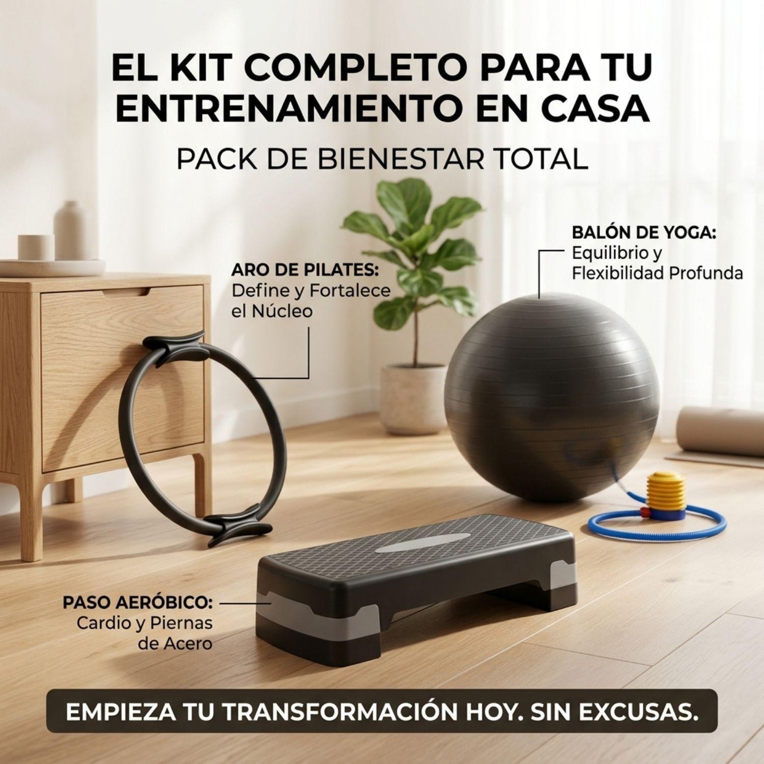 Pack Fitness 3en1 Step 2 Niveles, Anillo Y Pelota Yoga 75cm-3