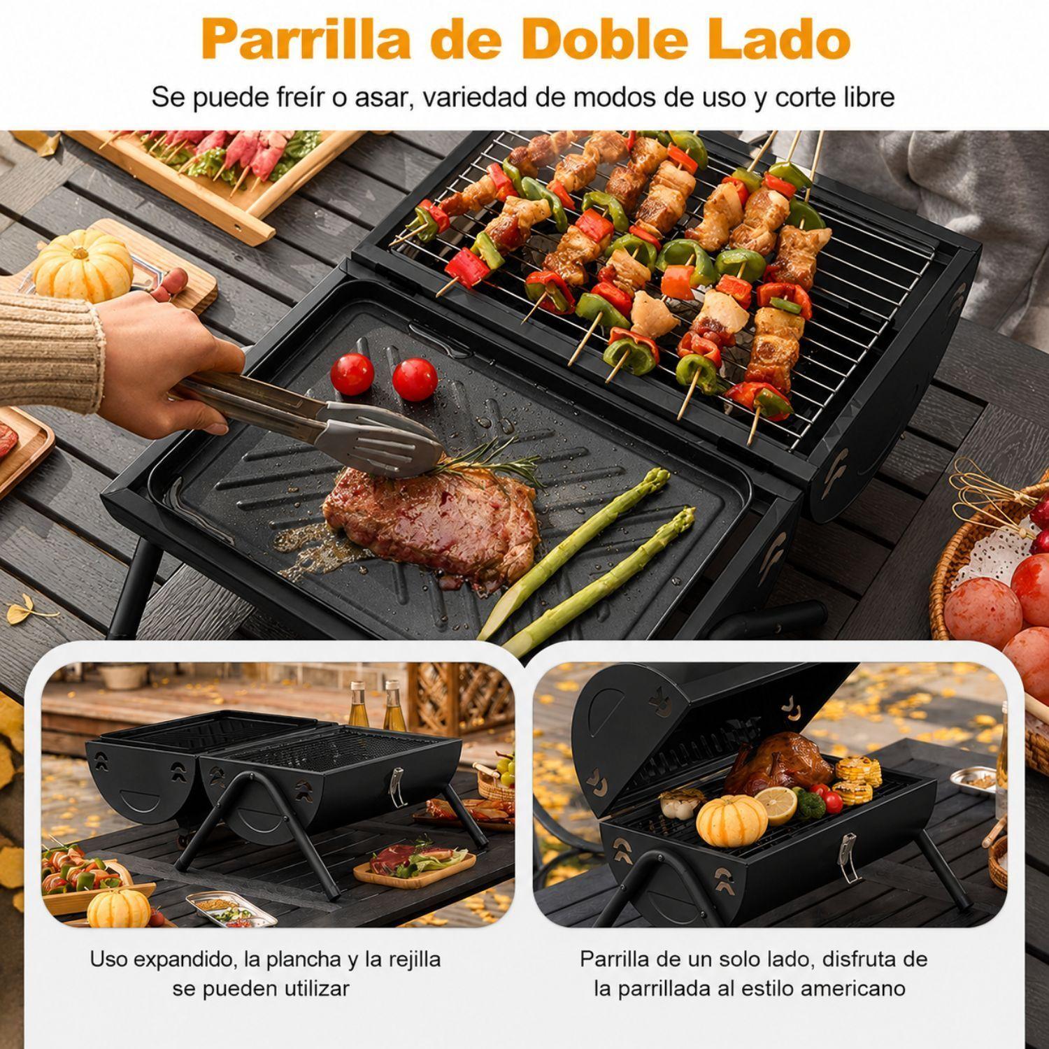 Parrilla Carbón De Mesa 2 En 1 Con Plancha Para Hornear -3
