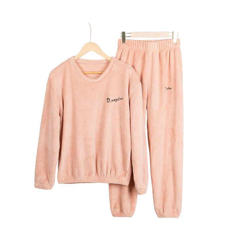 Conjunto De Ropa Pijama Polar Para Mujer 2 Piezas Talla Única - Rosa-0