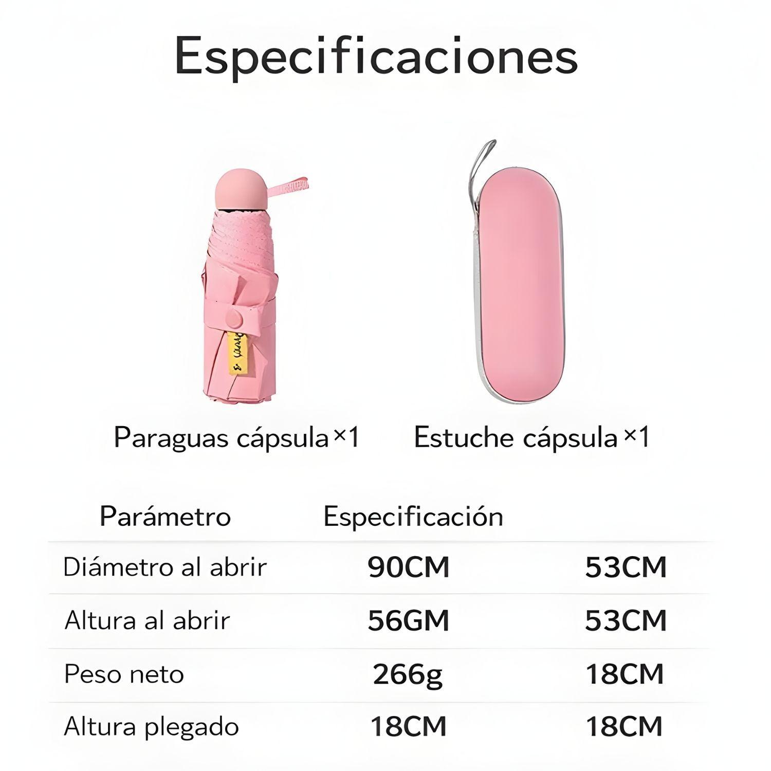 Paraguas Plegable Capsula 8 Varillas UV Resistente Ligero-2