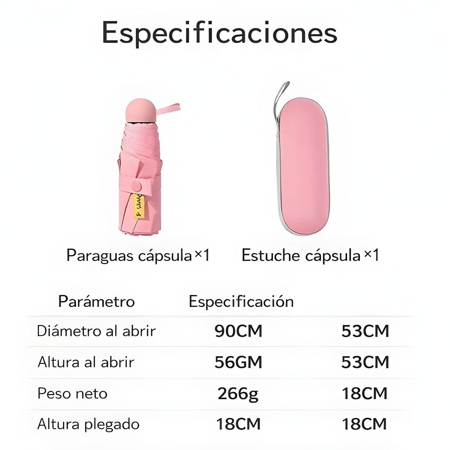 Paraguas Plegable Capsula 8 Varillas UV Resistente Ligero-3