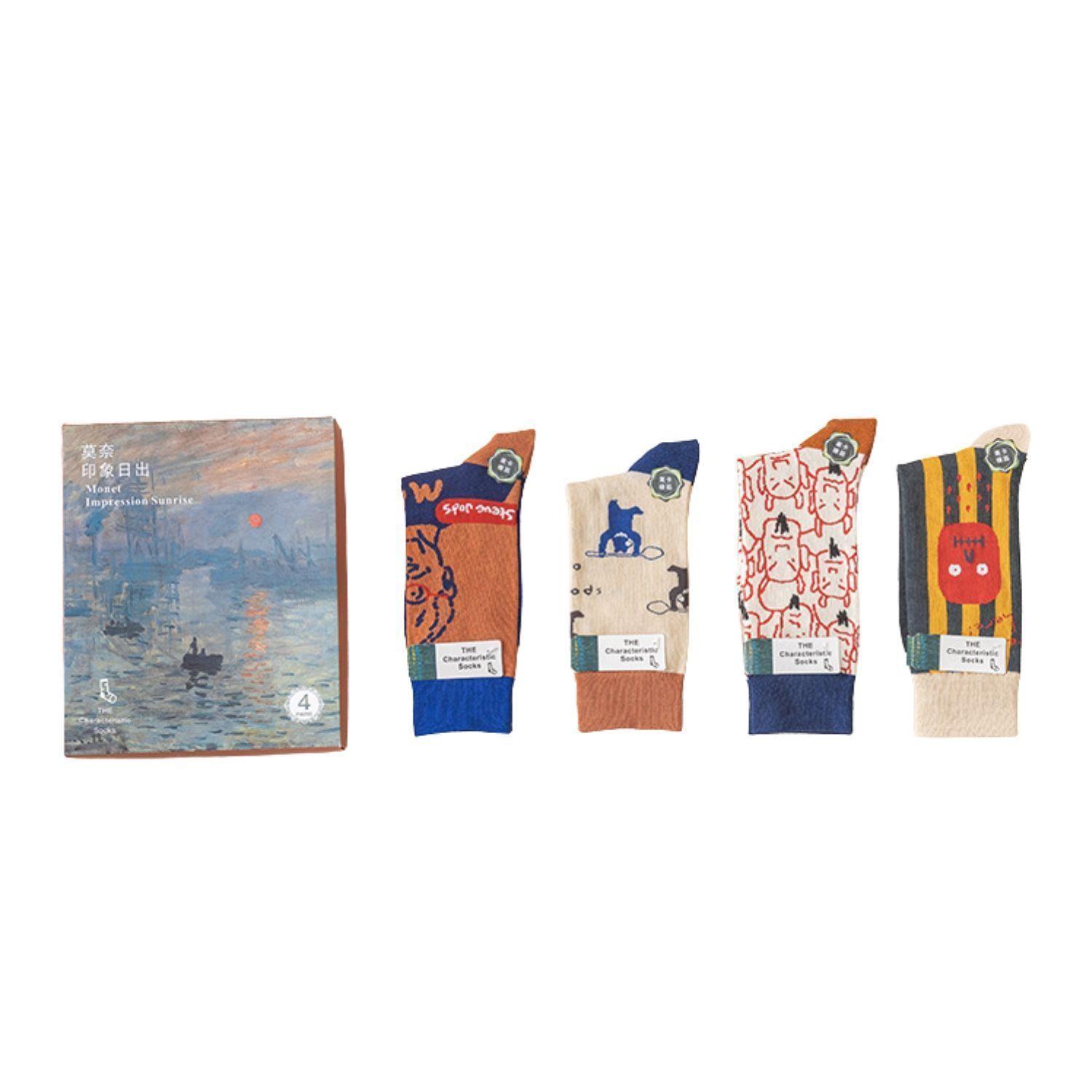 Pack 4 Calcetines Serie Monet: Estilo Pintura Al Óleo Mujer-0
