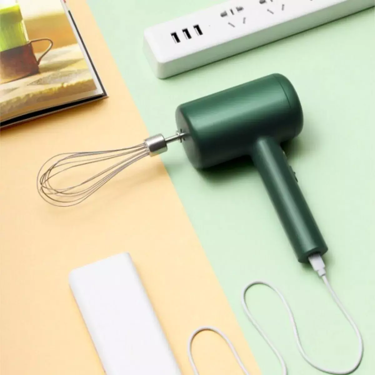 Batidora De Huevos Electrica Usb Recargable 18 Cm + Moledora-2